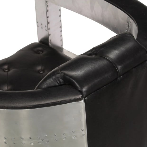 Aviator Armchair Black Real Leather Image 5