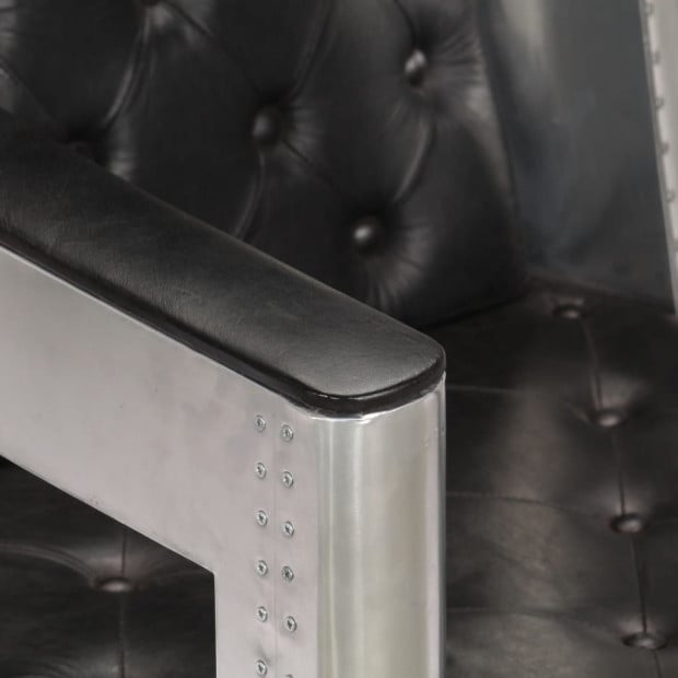 Aviator Armchair Black Real Leather Image 6