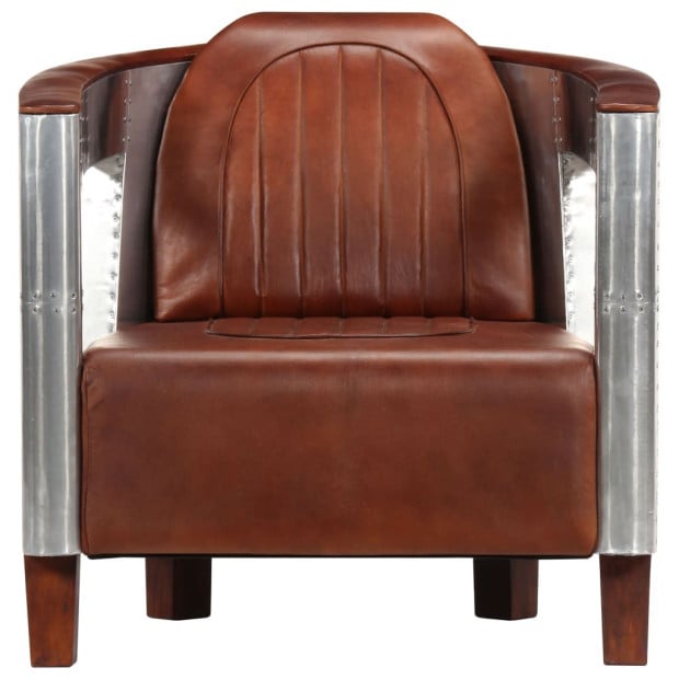 Aviator Armchair Brown Real Leather Image 4