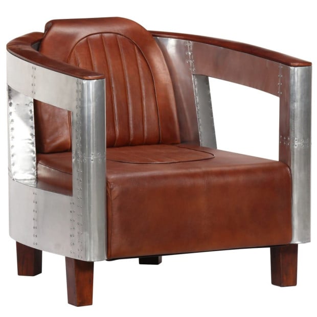 Aviator Armchair Brown Real Leather Image 5
