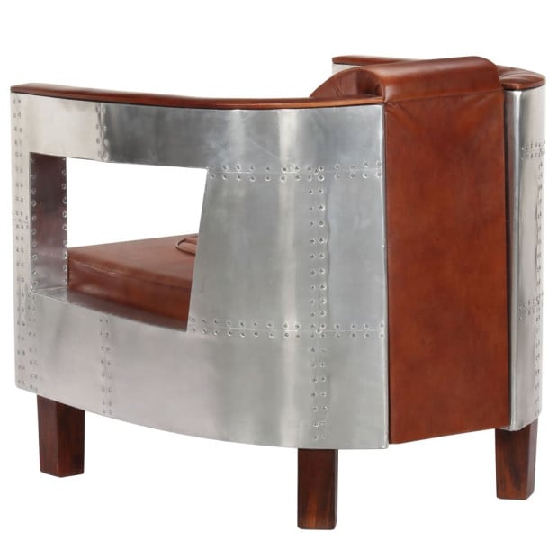 Aviator Armchair Brown Real Leather Image 6