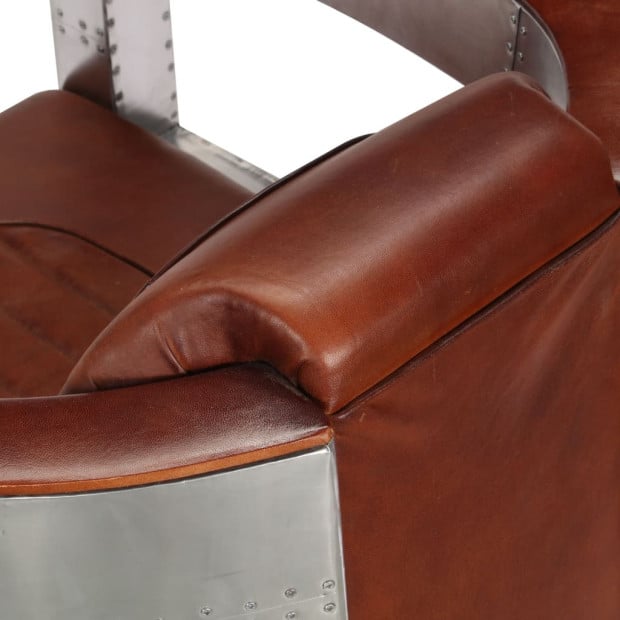Aviator Armchair Brown Real Leather Image 7