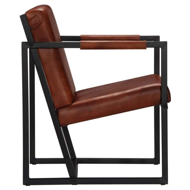 Armchair Brown Real Leather Image 3