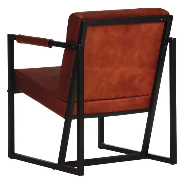 Armchair Brown Real Leather Image 4