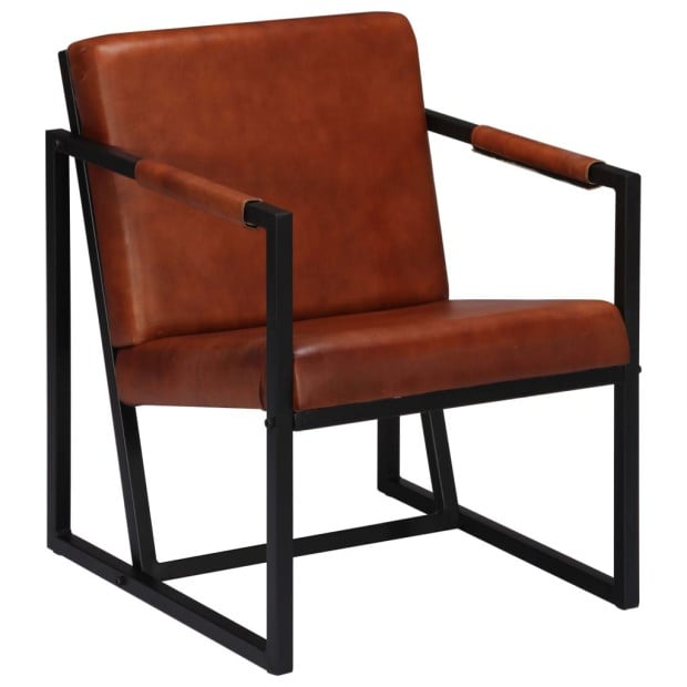 Armchair Brown Real Leather Image 5