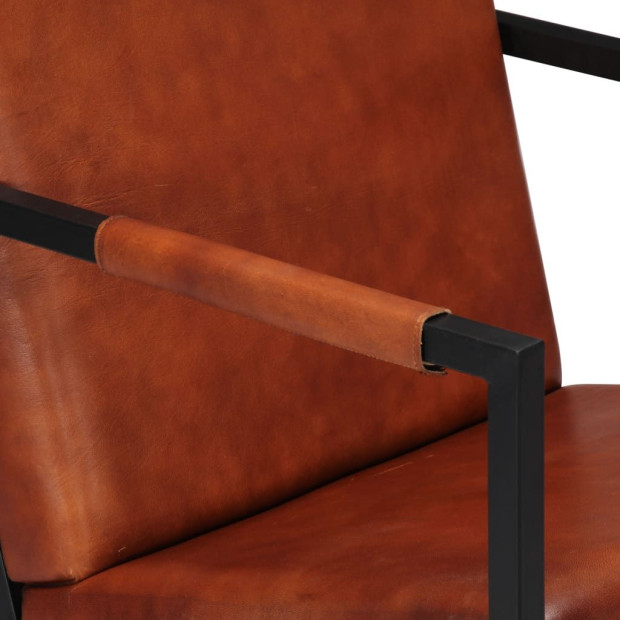 Armchair Brown Real Leather Image 6