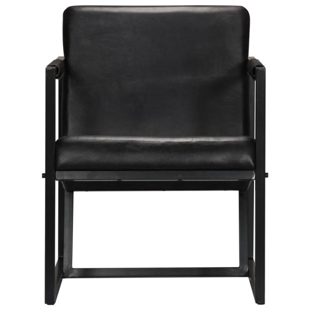 Armchair Black Real Leather Image 4