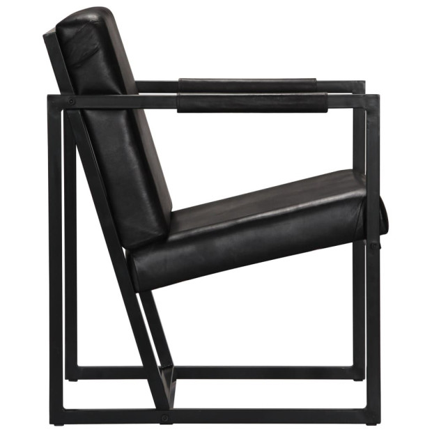 Armchair Black Real Leather Image 5