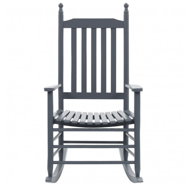 Rocking Chair With Curved Seat Grey Wood Image 2