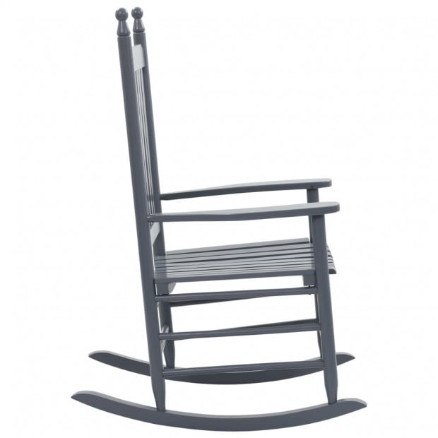 Rocking Chair With Curved Seat Grey Wood Image 3