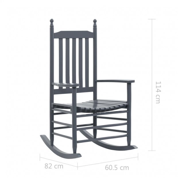 Rocking Chair With Curved Seat Grey Wood Image 8