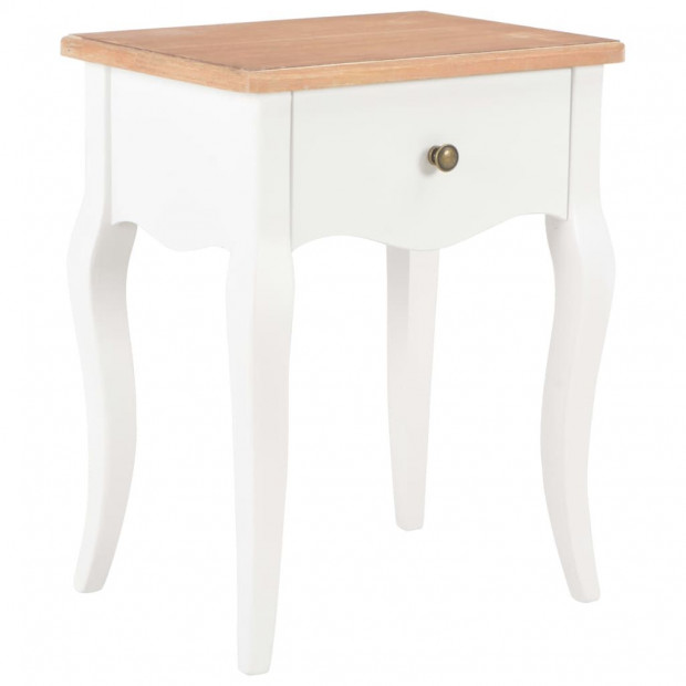 Nightstand White And Brown 40x30x50 Cm Solid Pine Wood