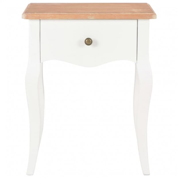 Nightstand White And Brown 40x30x50 Cm Solid Pine Wood Image 2
