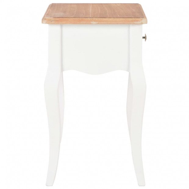 Nightstand White And Brown 40x30x50 Cm Solid Pine Wood Image 4