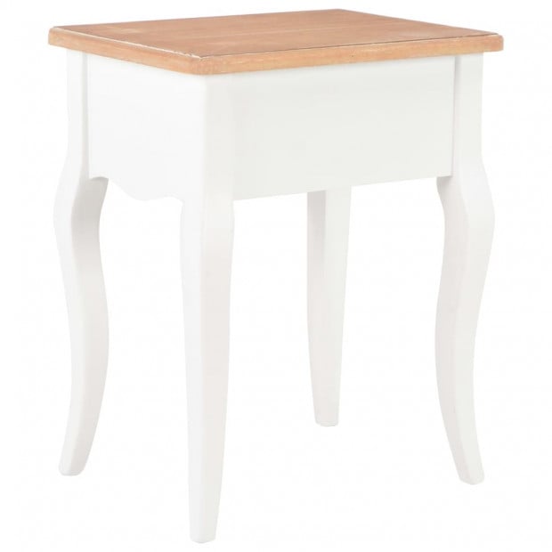 Nightstand White And Brown 40x30x50 Cm Solid Pine Wood Image 5