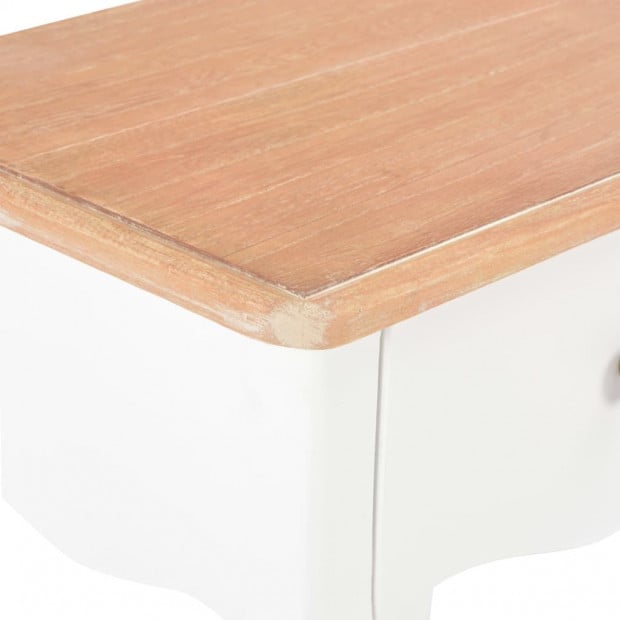 Nightstand White And Brown 40x30x50 Cm Solid Pine Wood Image 7