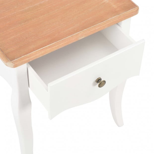 Nightstand White And Brown 40x30x50 Cm Solid Pine Wood Image 8