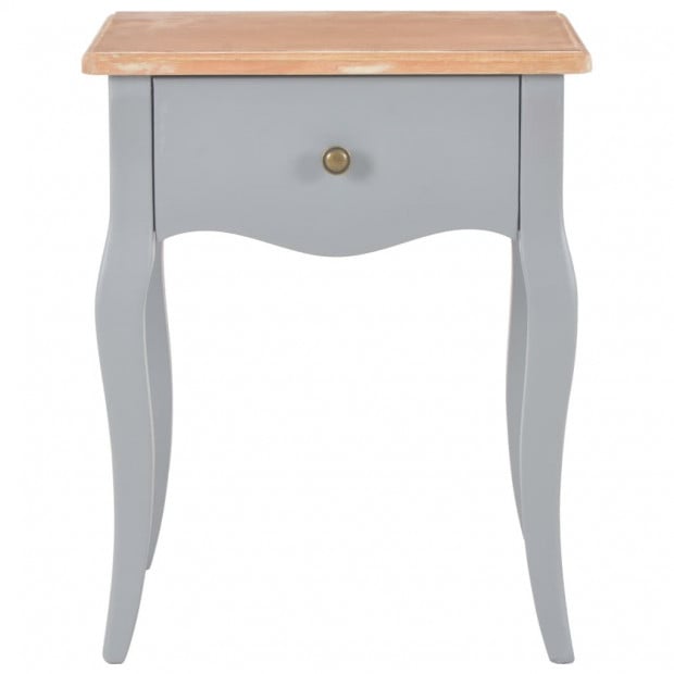 Nightstand Grey And Brown 40x30x50 Cm Solid Pine Wood Image 2
