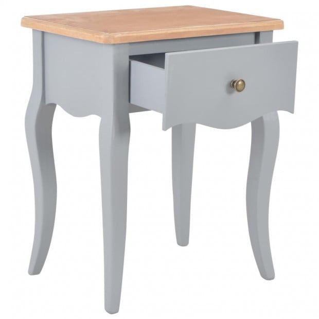 Nightstand Grey And Brown 40x30x50 Cm Solid Pine Wood Image 3