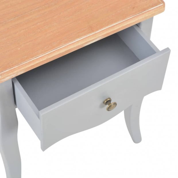 Nightstand Grey And Brown 40x30x50 Cm Solid Pine Wood Image 8