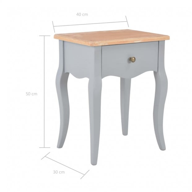 Nightstand Grey And Brown 40x30x50 Cm Solid Pine Wood Image 9