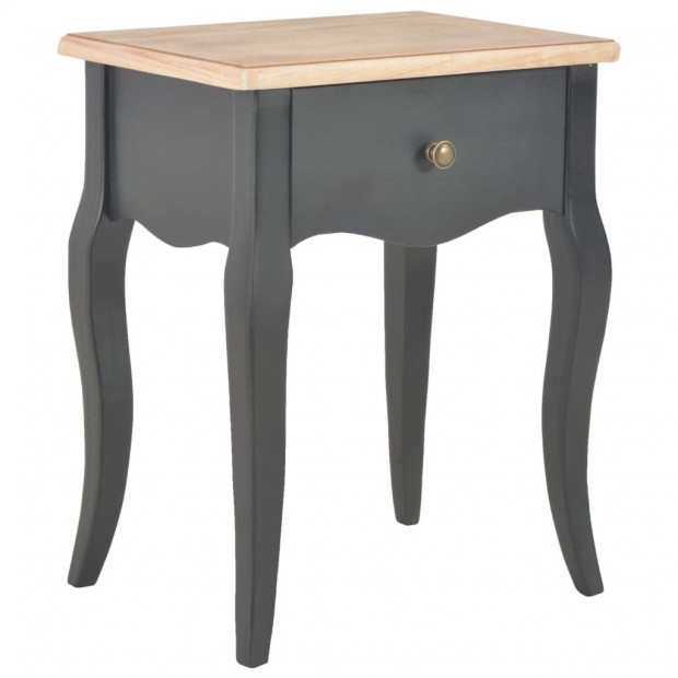 Nightstand Black And Brown 40x30x50 Cm Solid Pine Wood