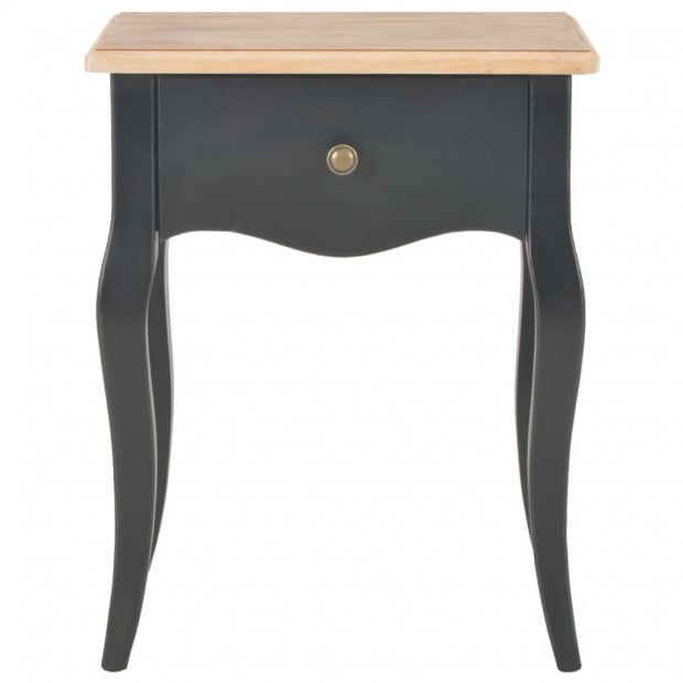 Nightstand Black And Brown 40x30x50 Cm Solid Pine Wood Image 2