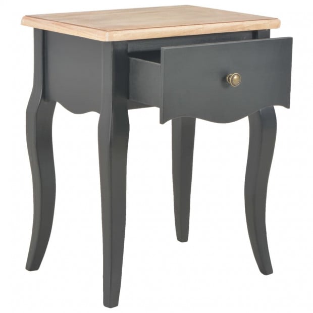 Nightstand Black And Brown 40x30x50 Cm Solid Pine Wood Image 3