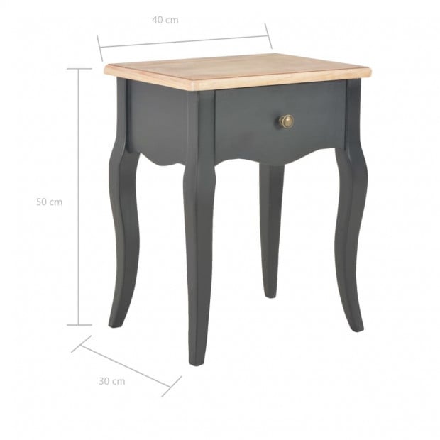 Nightstand Black And Brown 40x30x50 Cm Solid Pine Wood Image 9