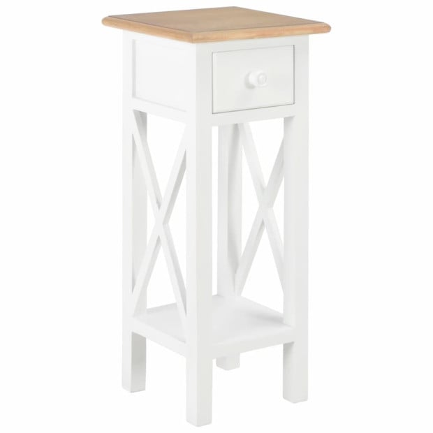 Side Table White 27x27x65.5 Cm Wood