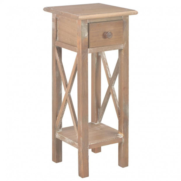 Side Table Brown 27x27x65.5 Cm Wood