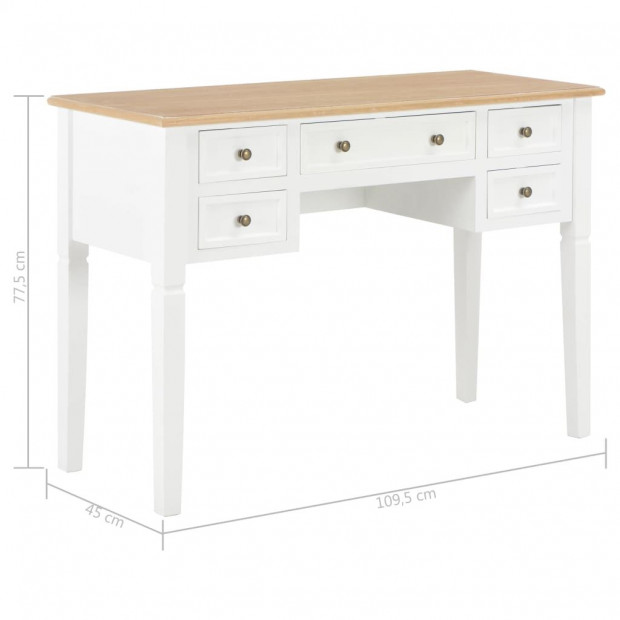 Writing Desk White 109.5x45x77.5 Cm Wood Image 8