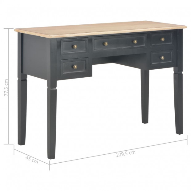 Writing Desk Black 109.5x45x77.5 Cm Wood Image 8