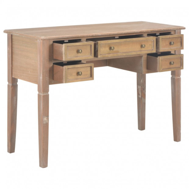 Writing Desk Brown 109.5x45x77.5 Cm Wood Image 2