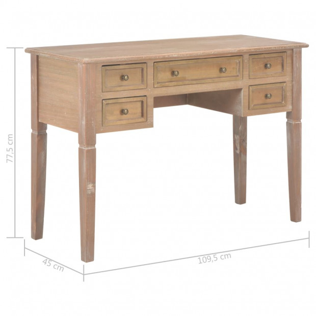 Writing Desk Brown 109.5x45x77.5 Cm Wood Image 8