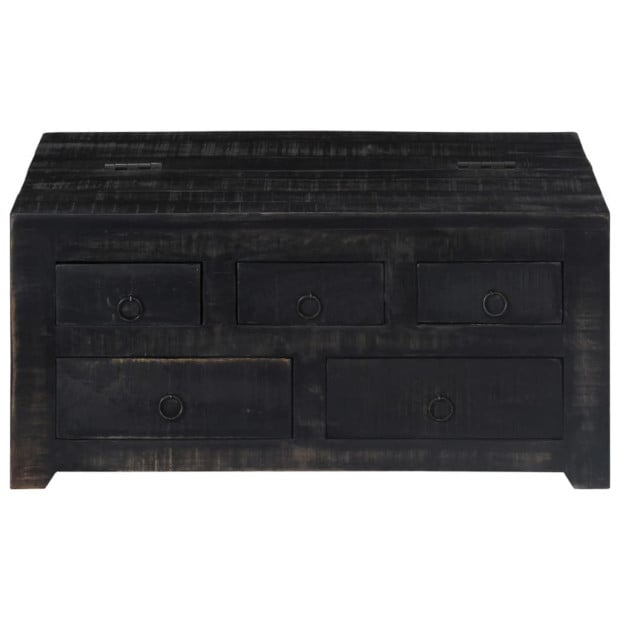 Coffee Table Black 65x65x30 Cm Solid Mango Wood Image 5