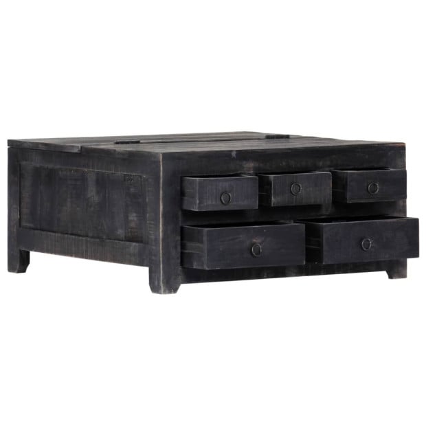 Coffee Table Black 65x65x30 Cm Solid Mango Wood Image 6