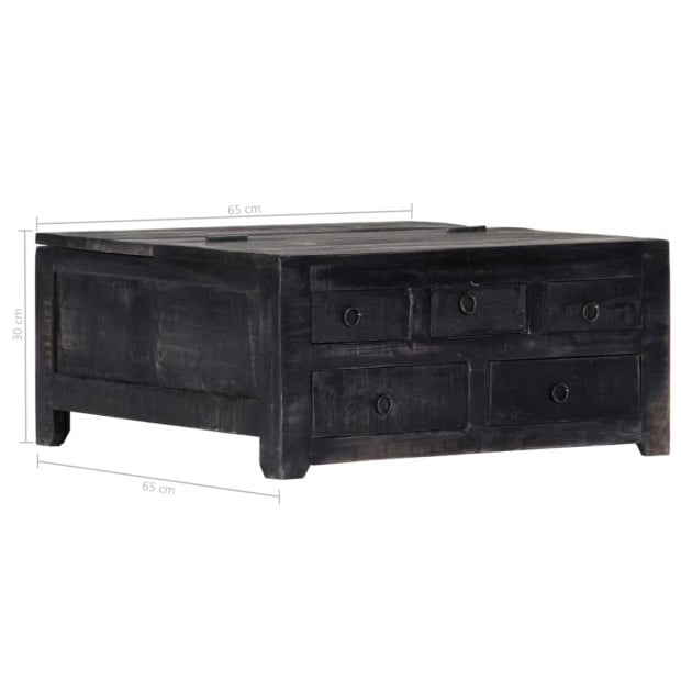 Coffee Table Black 65x65x30 Cm Solid Mango Wood Image 10