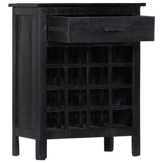 Wine Rack Black 56x35x75 Cm Solid Mango Wood Image 3