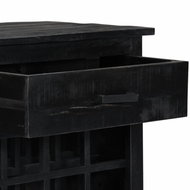 Wine Rack Black 56x35x75 Cm Solid Mango Wood Image 5
