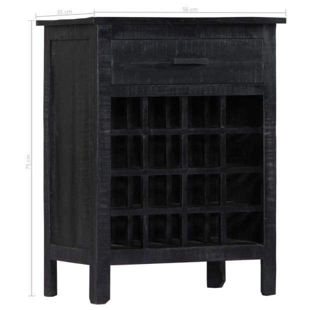 Wine Rack Black 56x35x75 Cm Solid Mango Wood Image 7