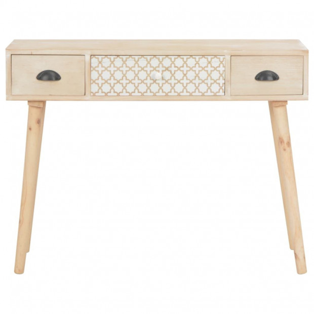 Console Table With 3 Drawers 100x30x73 Cm Solid Pinewood Image 3