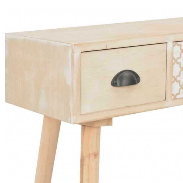 Console Table With 3 Drawers 100x30x73 Cm Solid Pinewood Image 6