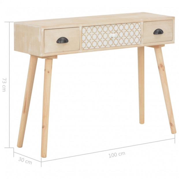 Console Table With 3 Drawers 100x30x73 Cm Solid Pinewood Image 8