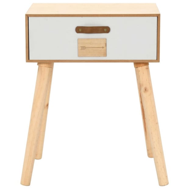 Bedside Table With A Drawer 44x30x58.5 Cm Solid Pinewood Image 2