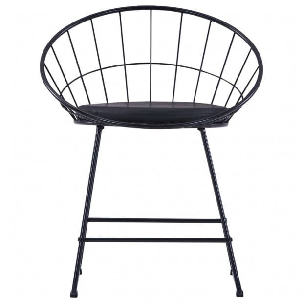 Dining Chairs With Faux Leather Seats 2 Pcs Black Steel Image 2