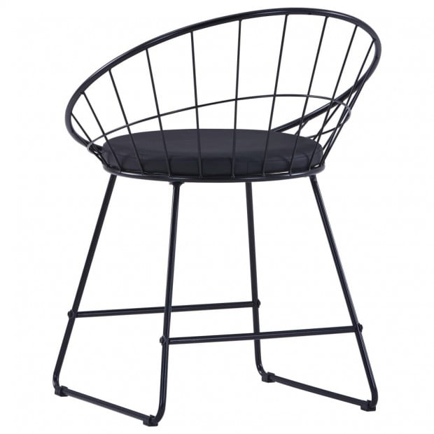 Dining Chairs With Faux Leather Seats 2 Pcs Black Steel Image 5
