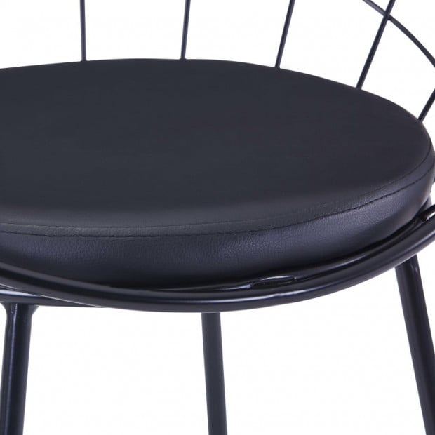 Dining Chairs With Faux Leather Seats 2 Pcs Black Steel Image 7