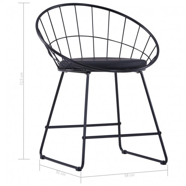 Dining Chairs With Faux Leather Seats 2 Pcs Black Steel Image 8