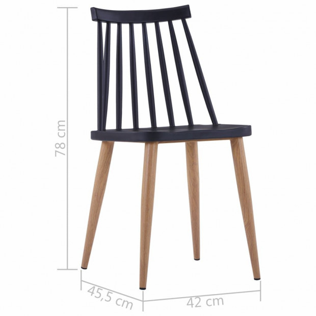 Dining Chairs 2 Pcs Plastic (Black) Image 7